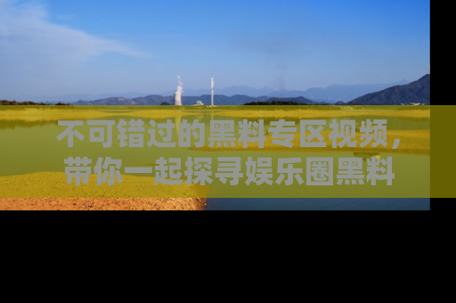 不可错过的黑料专区视频，带你一起探寻娱乐圈黑料