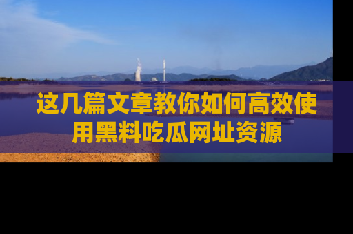 这几篇文章教你如何高效使用黑料吃瓜网址资源